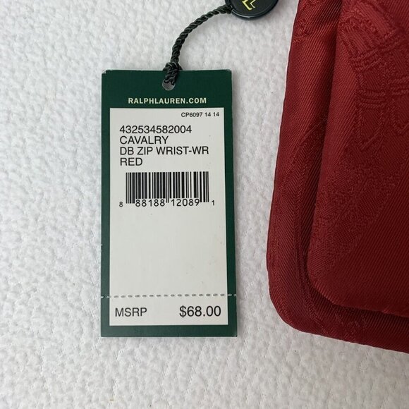 Ralph Lauren Cavalry Red Wristlet Double Zip Fabric NWT - Picture 2 of 12